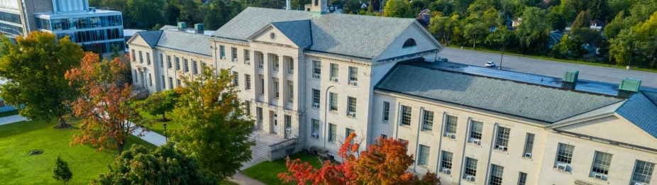 Parker Hall on South Campus in the fall.