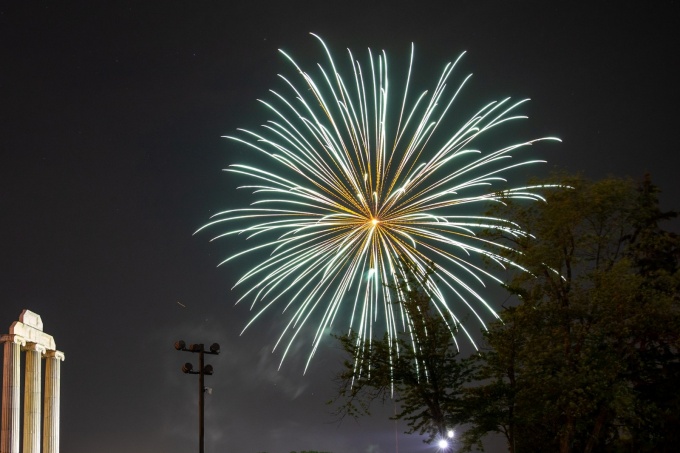 Baird point at night with fireworks in the sky.