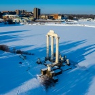 A snowy Baird Point on North Campus.